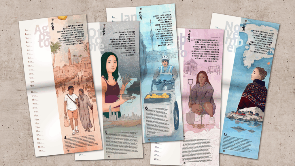 Einige Seiten des zebra.kalenders 2026